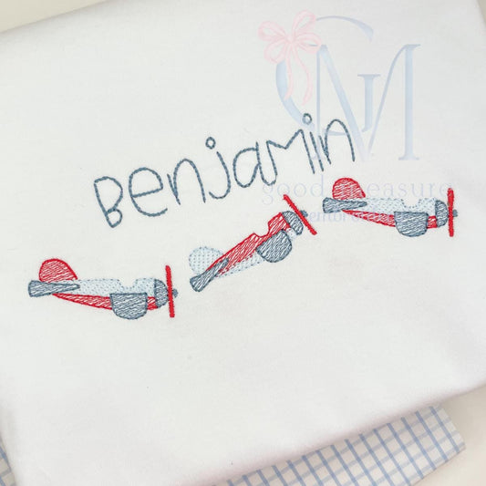 Sketch Airplane Embroidery Design