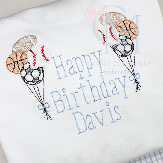 Sketch Sports Balloons Embroidery Design