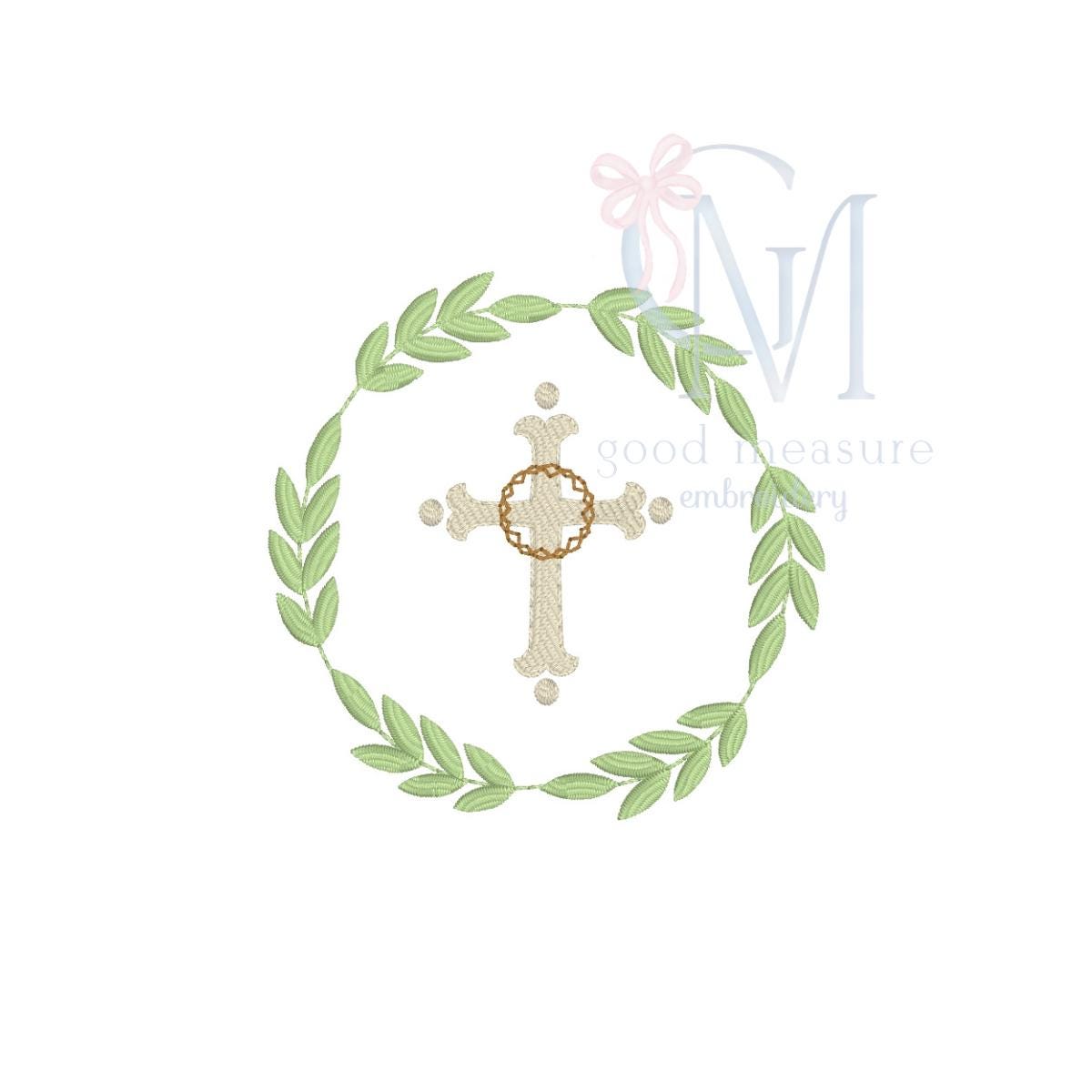 Cross and Palms Easter Embroidery Design