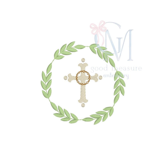 Cross and Palms Easter Embroidery Design