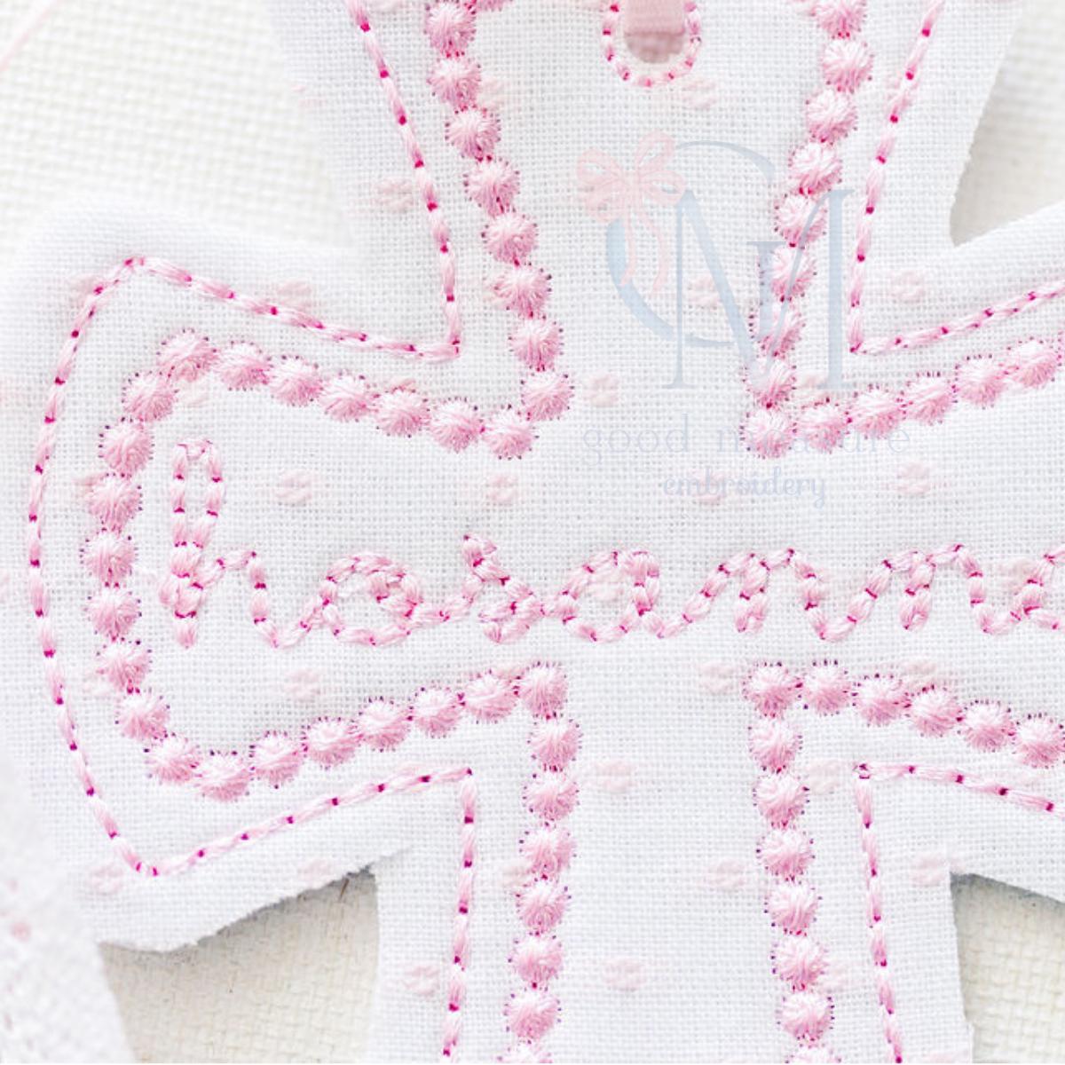 In the Hoop French Knot Cross Tag Embroidery Design