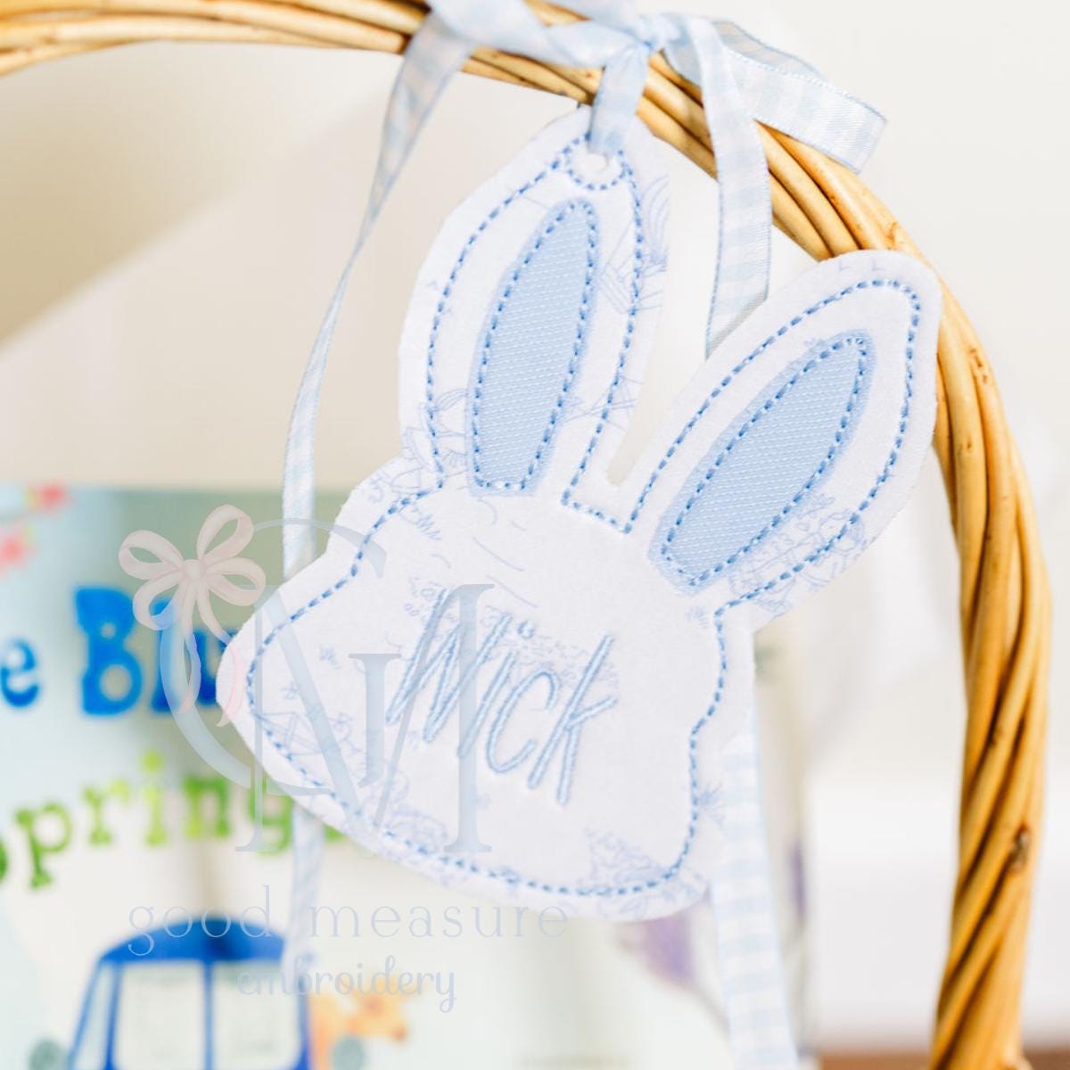In the Hoop Satin Bunny Tag Embroidery Design