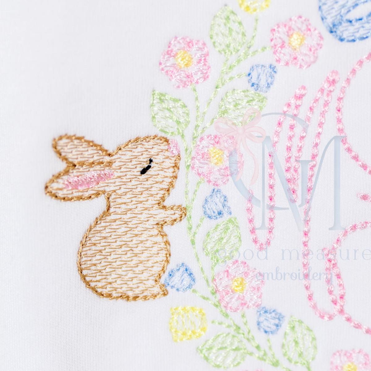 Sketch Bunny Floral Frame Easter Embroidery Design