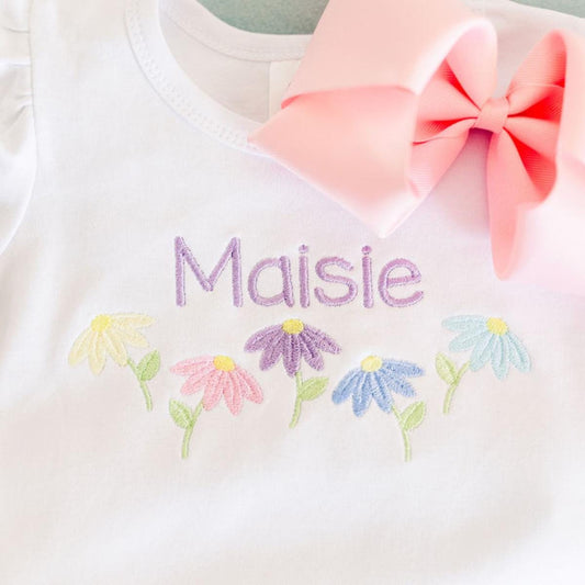 Daisy Line Up Embroidery Design