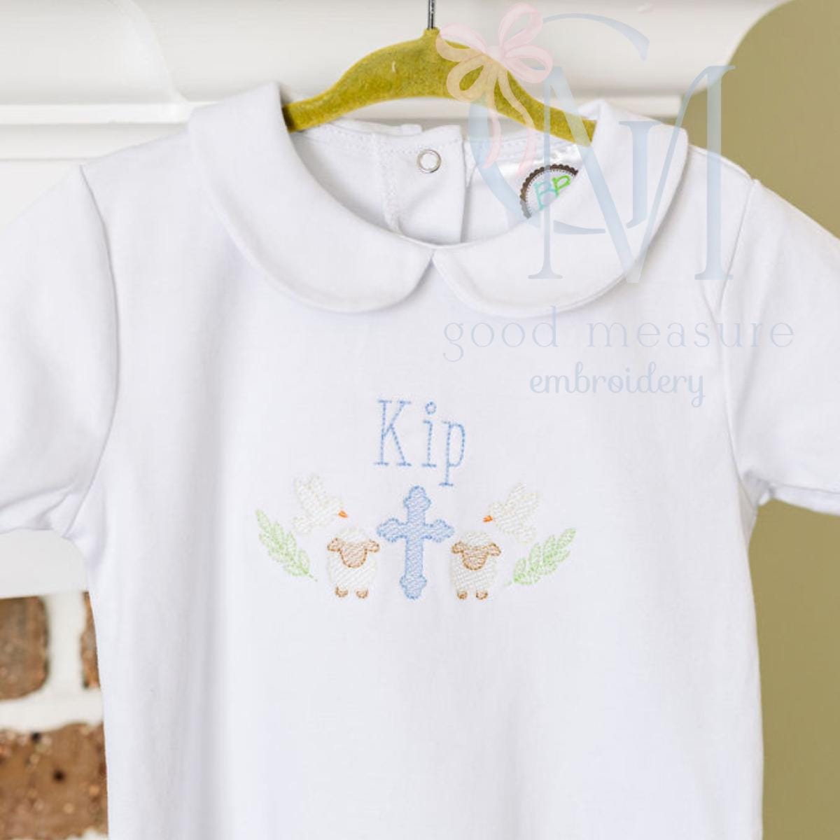 Sketch Cross Lamb and Dove Embroidery Design