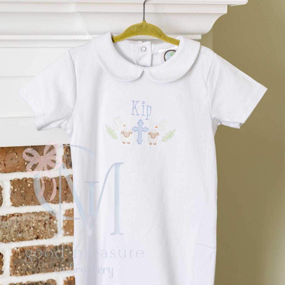 Sketch Cross Lamb and Dove Embroidery Design