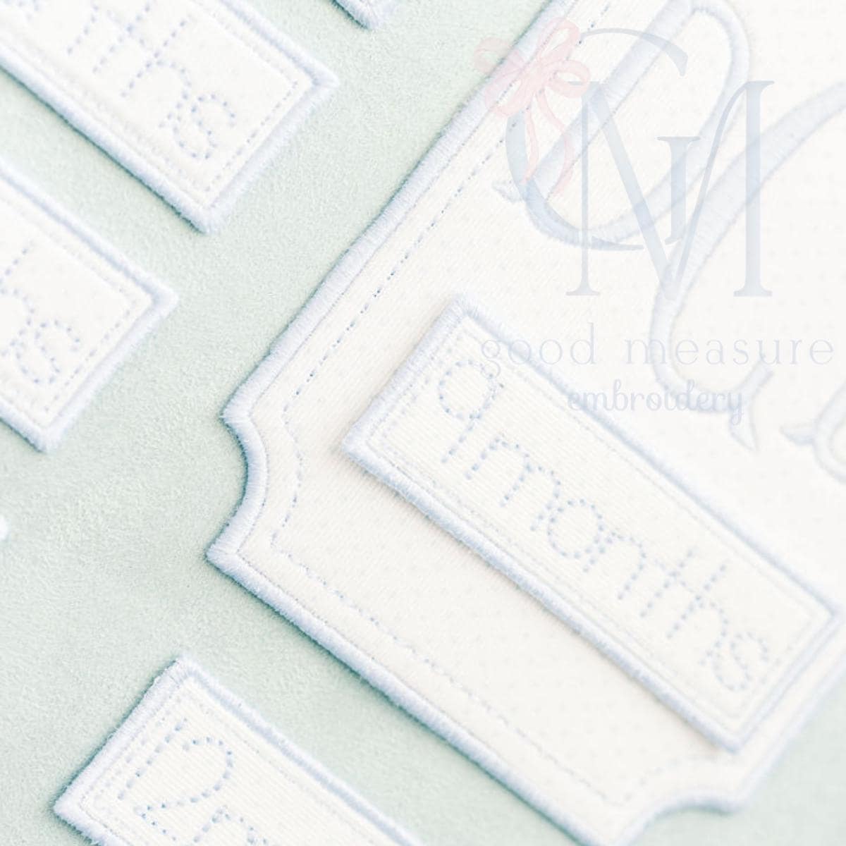 BUNDLE In the Hoop Beveled Satin Edge Baby Monthly Milestone Card AND Labels Machine Embroidery Design