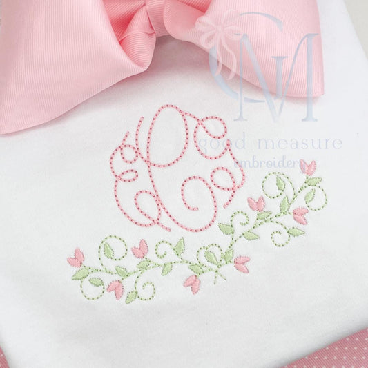 Dainty Heirloom Spray Name Frame Embroidery Design