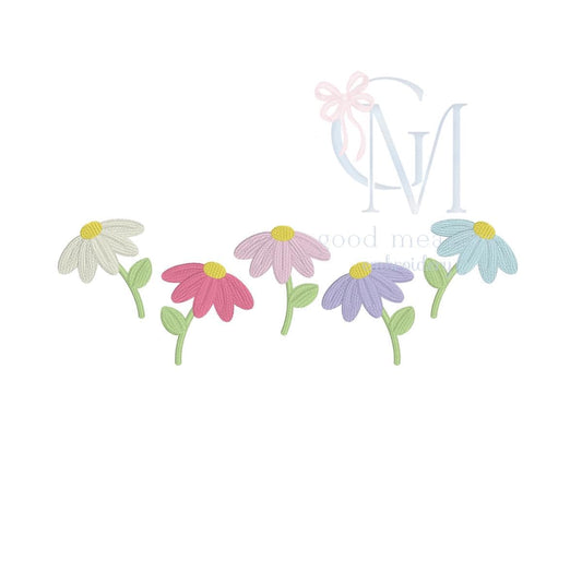 Daisy Line Up Embroidery Design