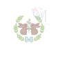 Bunny Pair Floral Wreath Easter Embroidery Design