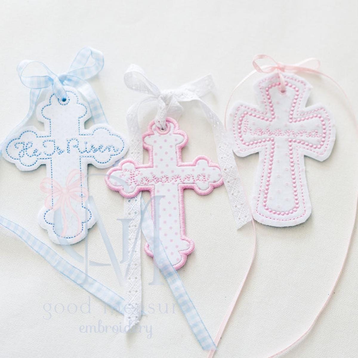 In the Hoop French Knot Cross Tag Embroidery Design