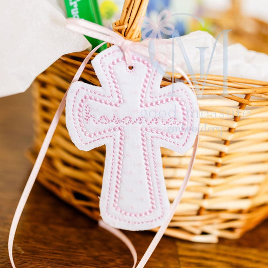 In the Hoop French Knot Cross Tag Embroidery Design