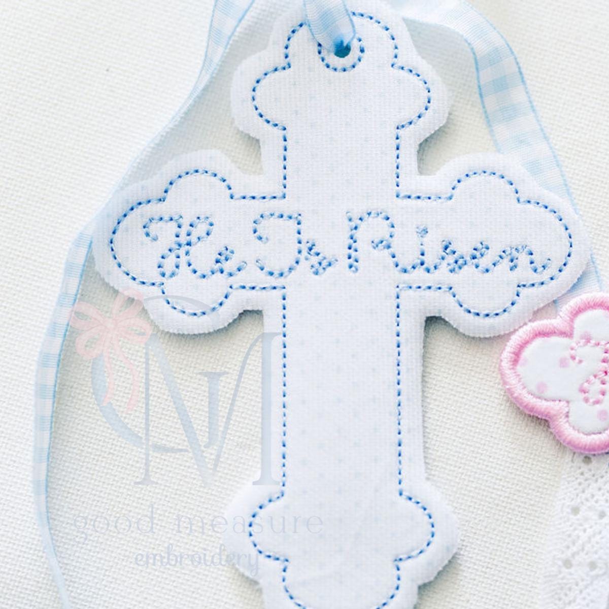 In the Hoop Bean Cross Tag Embroidery Design