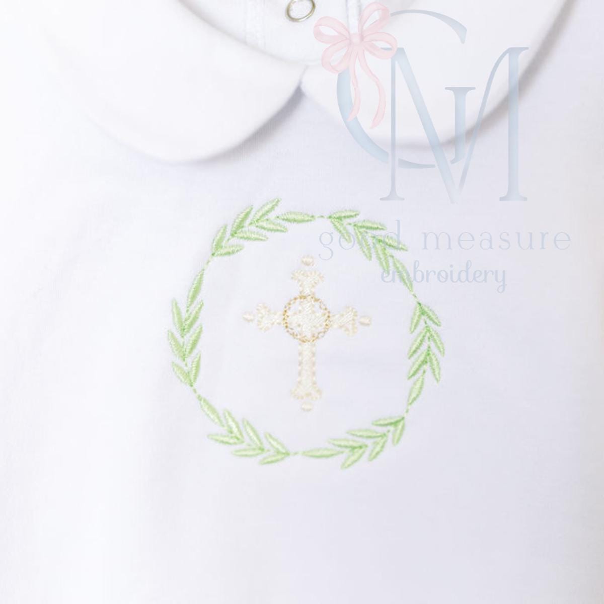 Cross and Palms Easter Embroidery Design