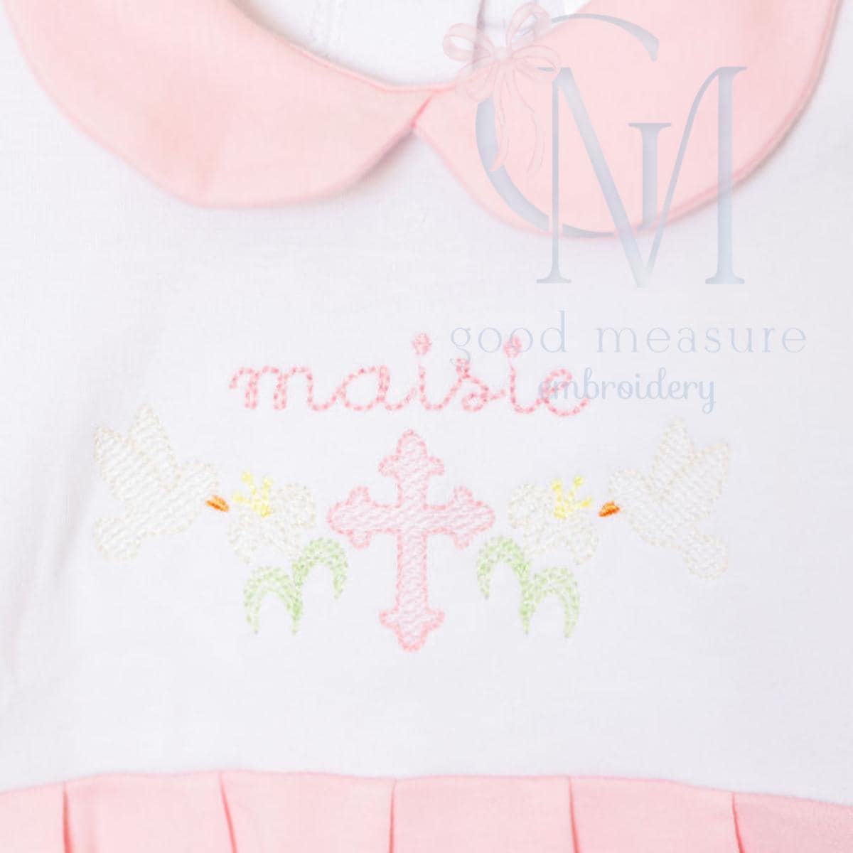 Sketch Cross Lilly and Dove Easter Embroidery Design