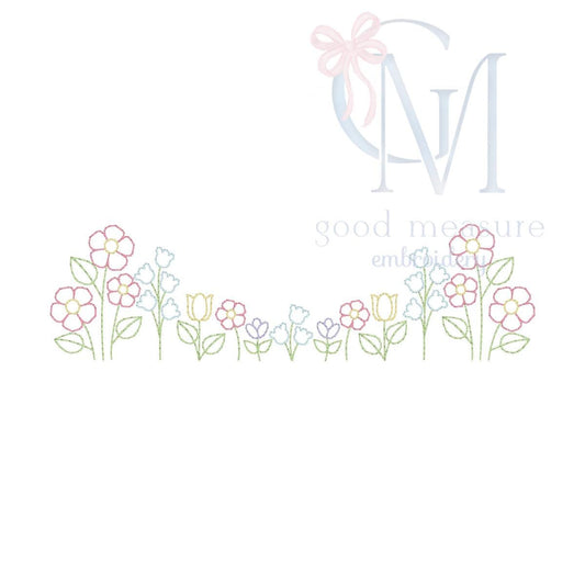Spring Wildflowers Vintage Stitch Embroidery Design