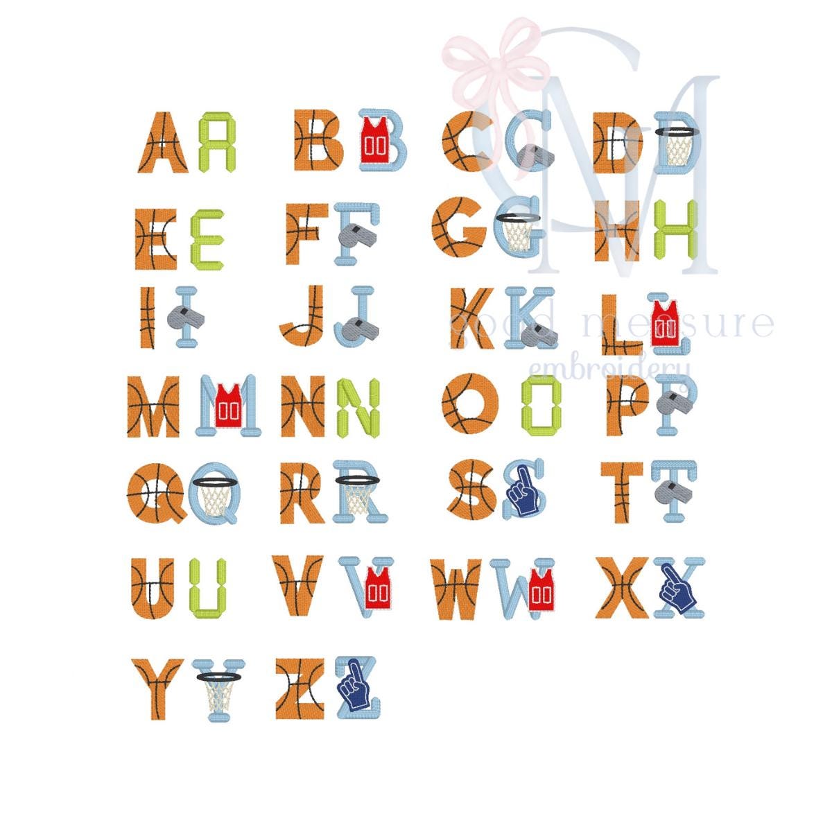 Basketball Font Embroidery Design