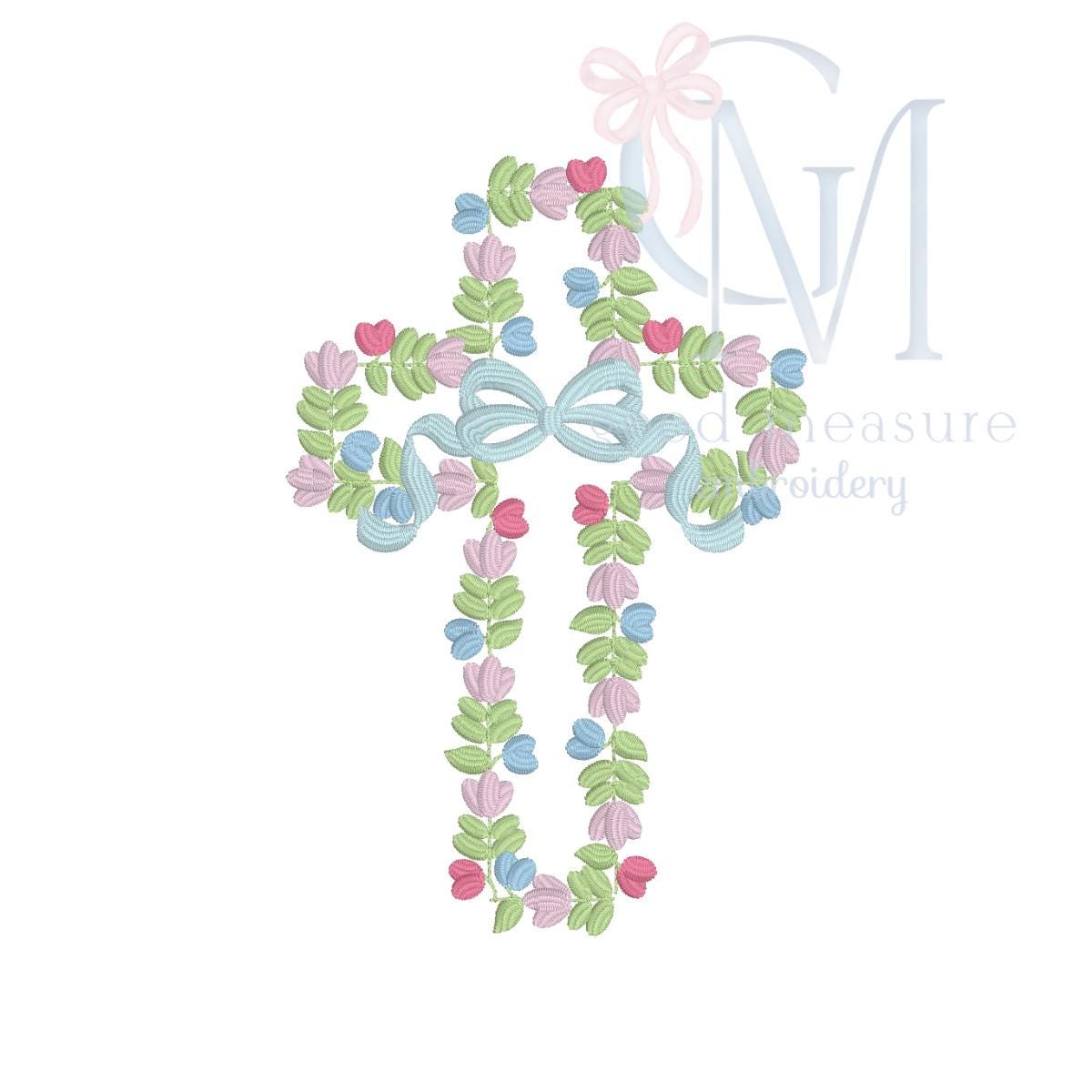 Floral Cross Embroidery Design