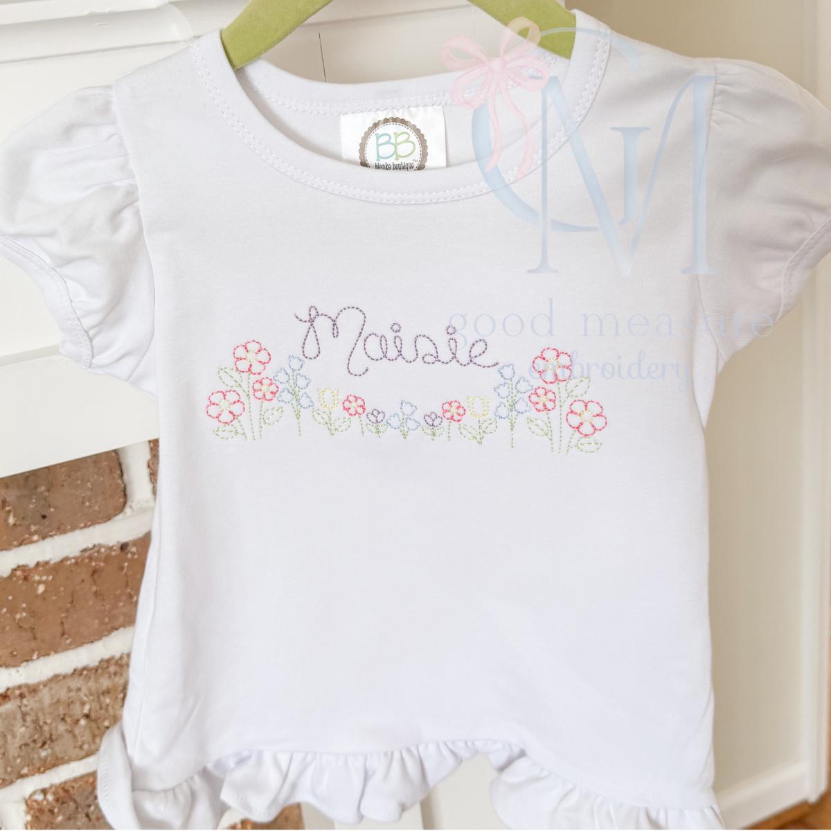 Spring Wildflowers Vintage Stitch Embroidery Design