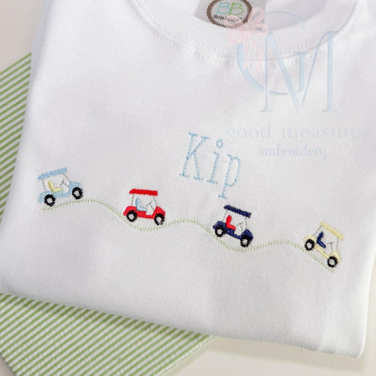 Golf Carts and Green Embroidery Design