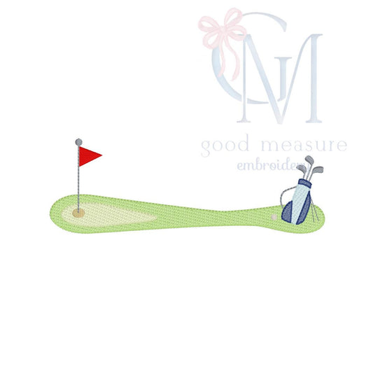 Golf Bag and Green Sketch Design Machine Embroidery Design