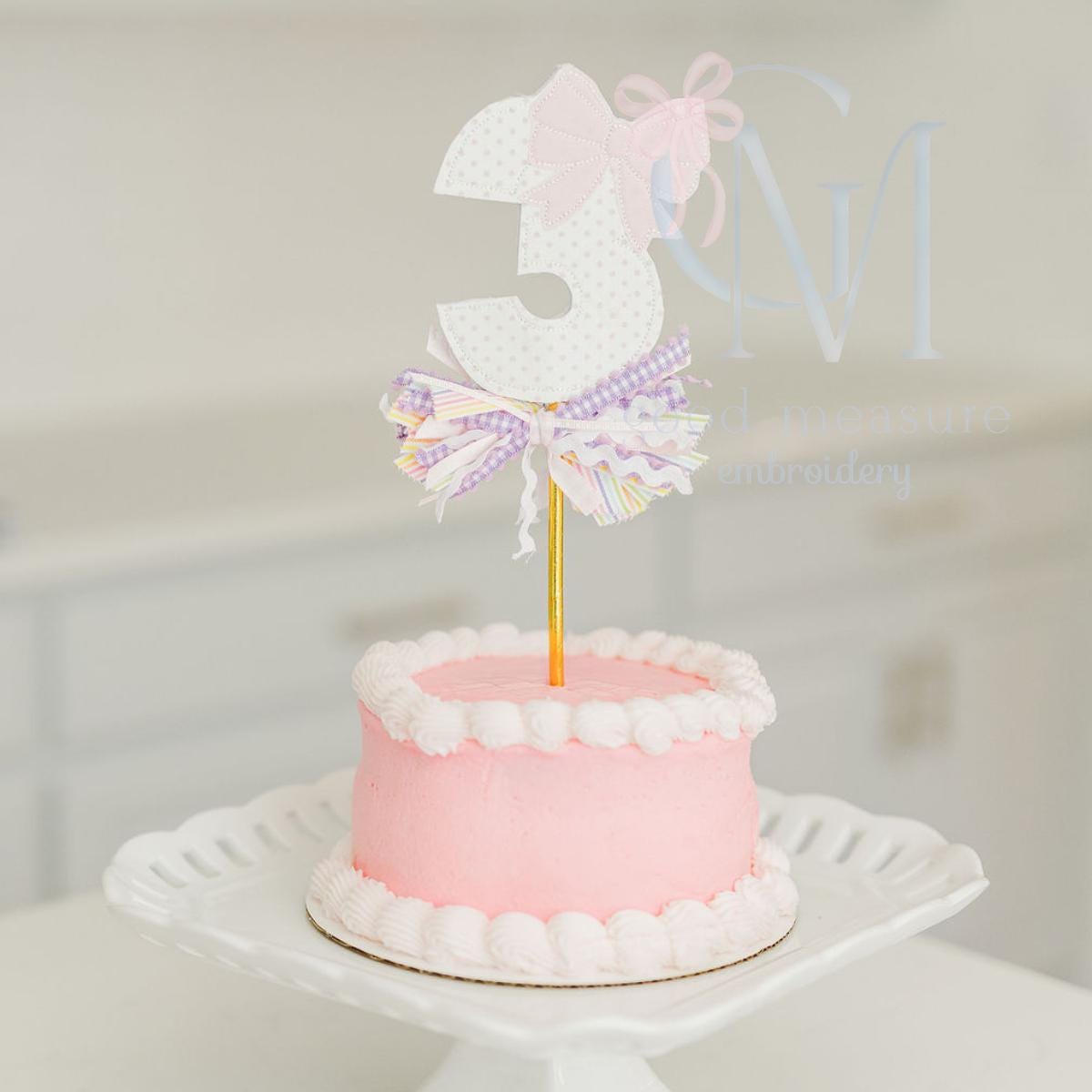 In the Hoop Bean Stitch Girly Applique Numbers Birthday Cake Topper Embroidery Design