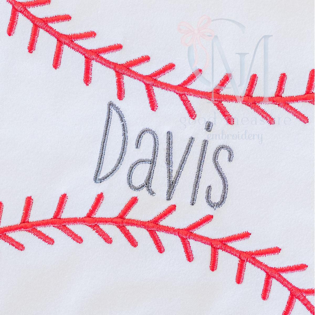 Baseball Stitches Satin Name Frame Embroidery Design