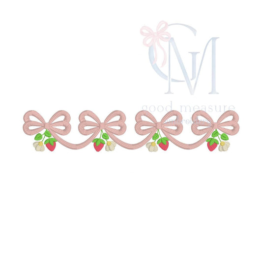 Bow Swag Floral Strawberry Embroidery Design