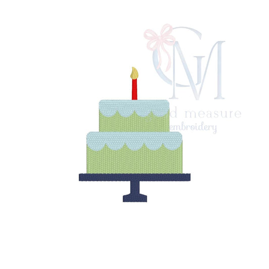 Scallop Two Tier Birthday Cake Fill Machine Embroidery Design