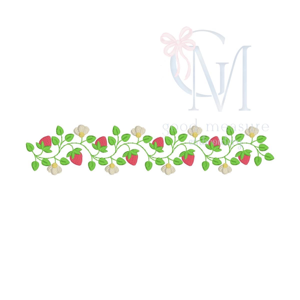 Strawberry Vine Name Frame Machine Embroidery Design