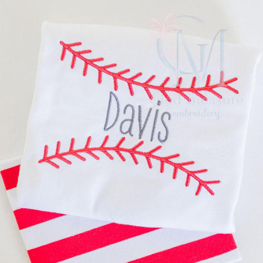 Baseball Stitches Satin Name Frame Embroidery Design