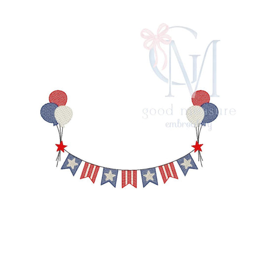 Patriotic Banner with Stars Embroidery Design