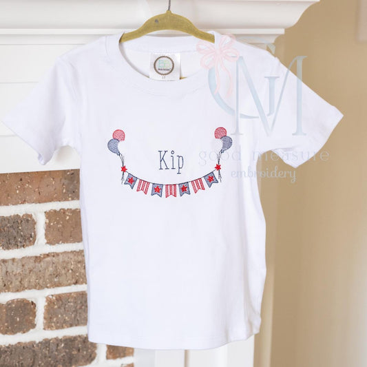 Patriotic Banner with Stars Embroidery Design