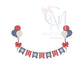 Patriotic Banner with Bows Embroidery Design