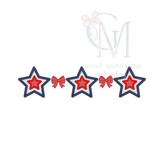 Satin Star and Bow Sketch Trio Embroidery Design