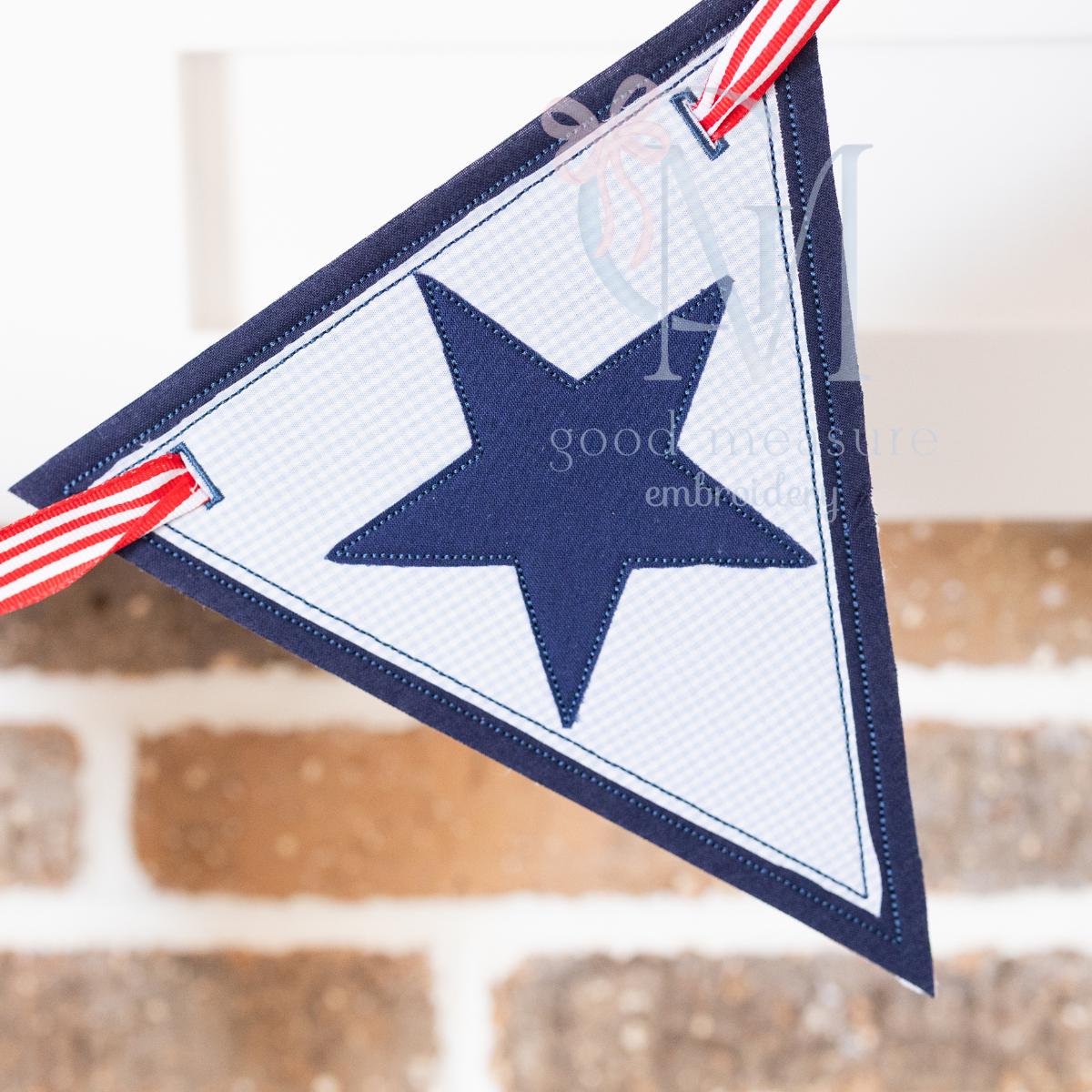 In the Hoop Star Pennant Banner Machine Embroidery Design