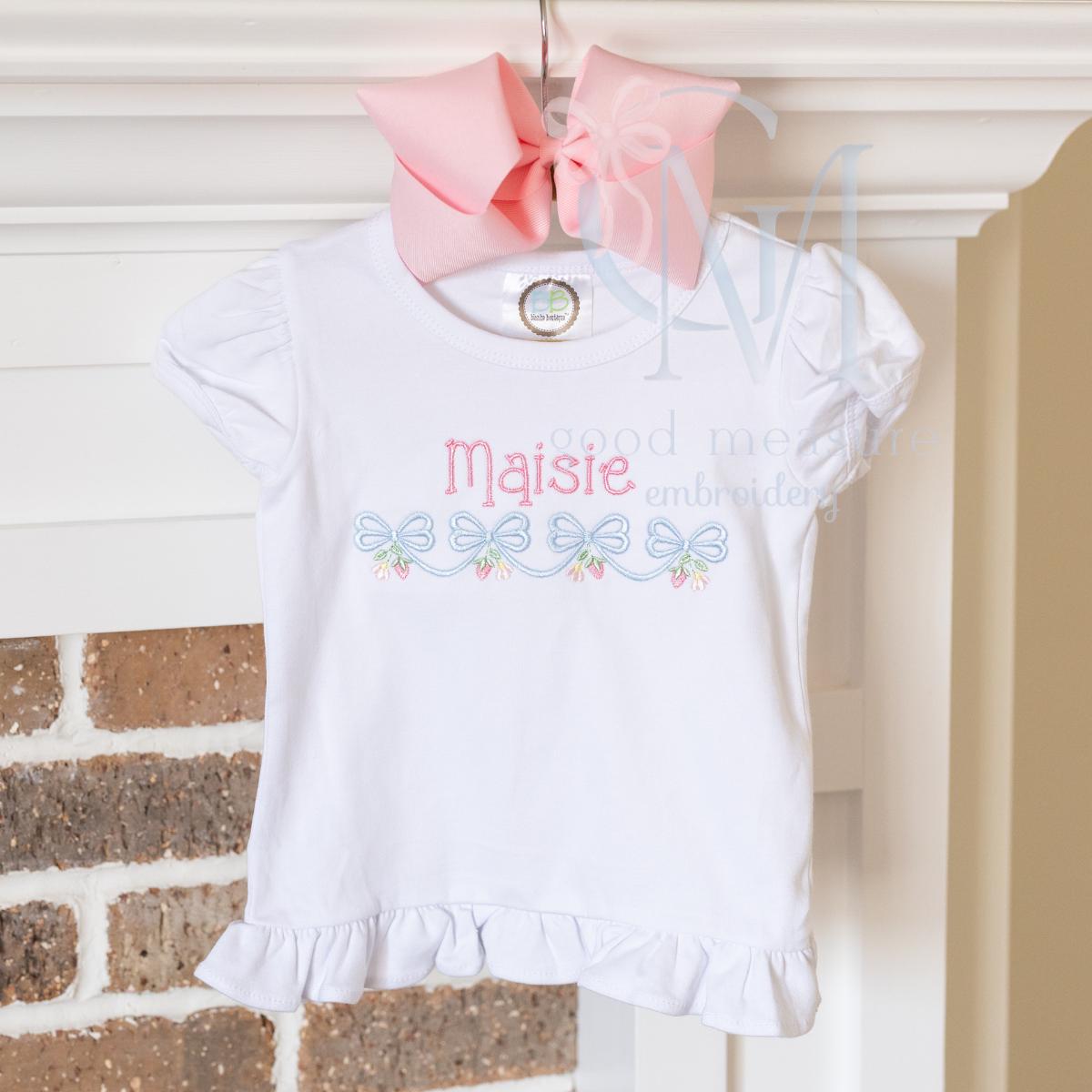 Bow Swag Floral Strawberry Embroidery Design