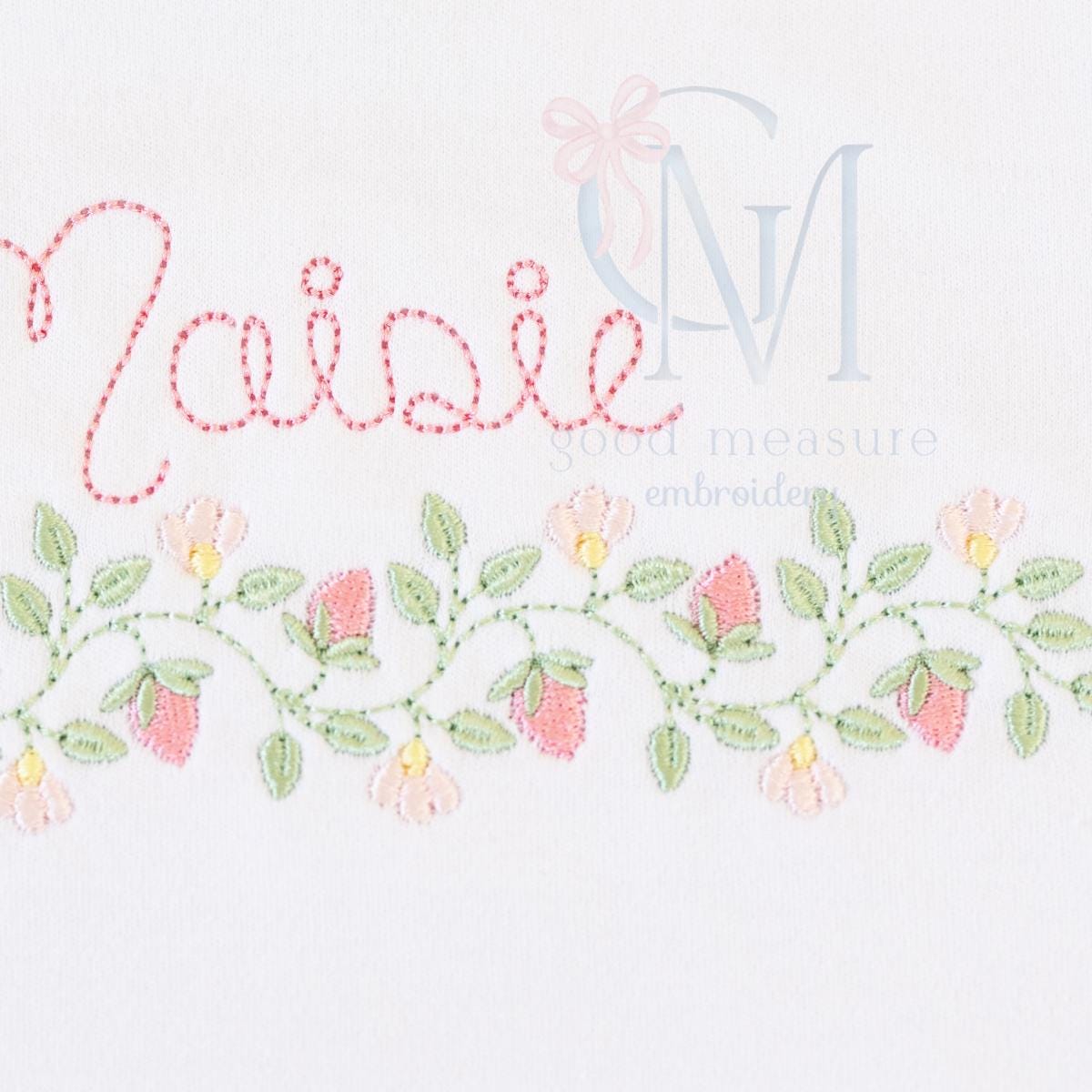 Strawberry Vine Name Frame Machine Embroidery Design