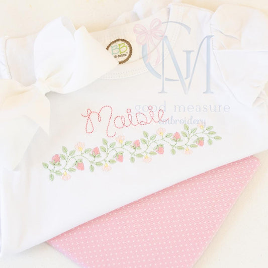 Strawberry Vine Name Frame Machine Embroidery Design