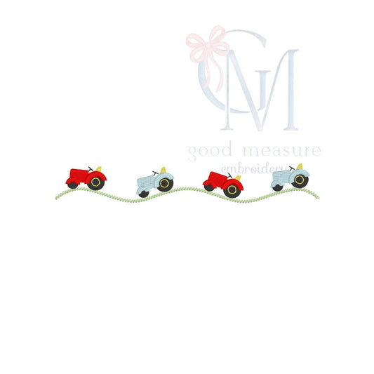 Tractors on Hills Embroidery Design