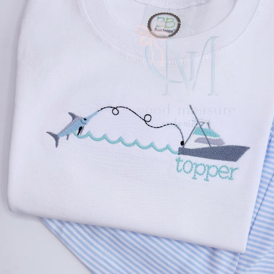Catch of the Day Marlin Sport Fishing Boat Embroidery Design