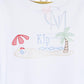 Island Beach Umbrella and Ocean Sketch Embroidery Design