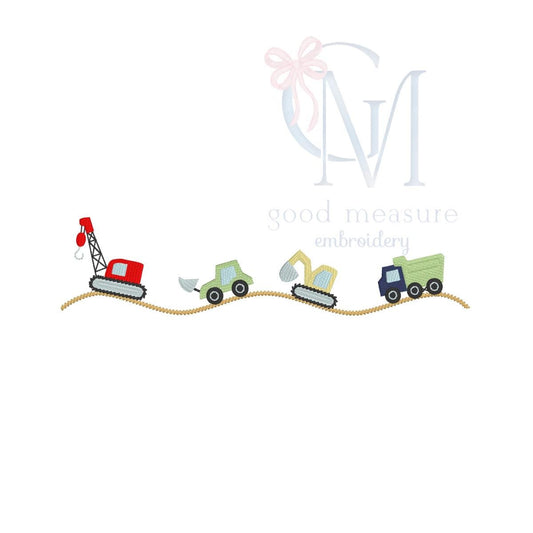 Construction Crew Rolling Along Embroidery Design