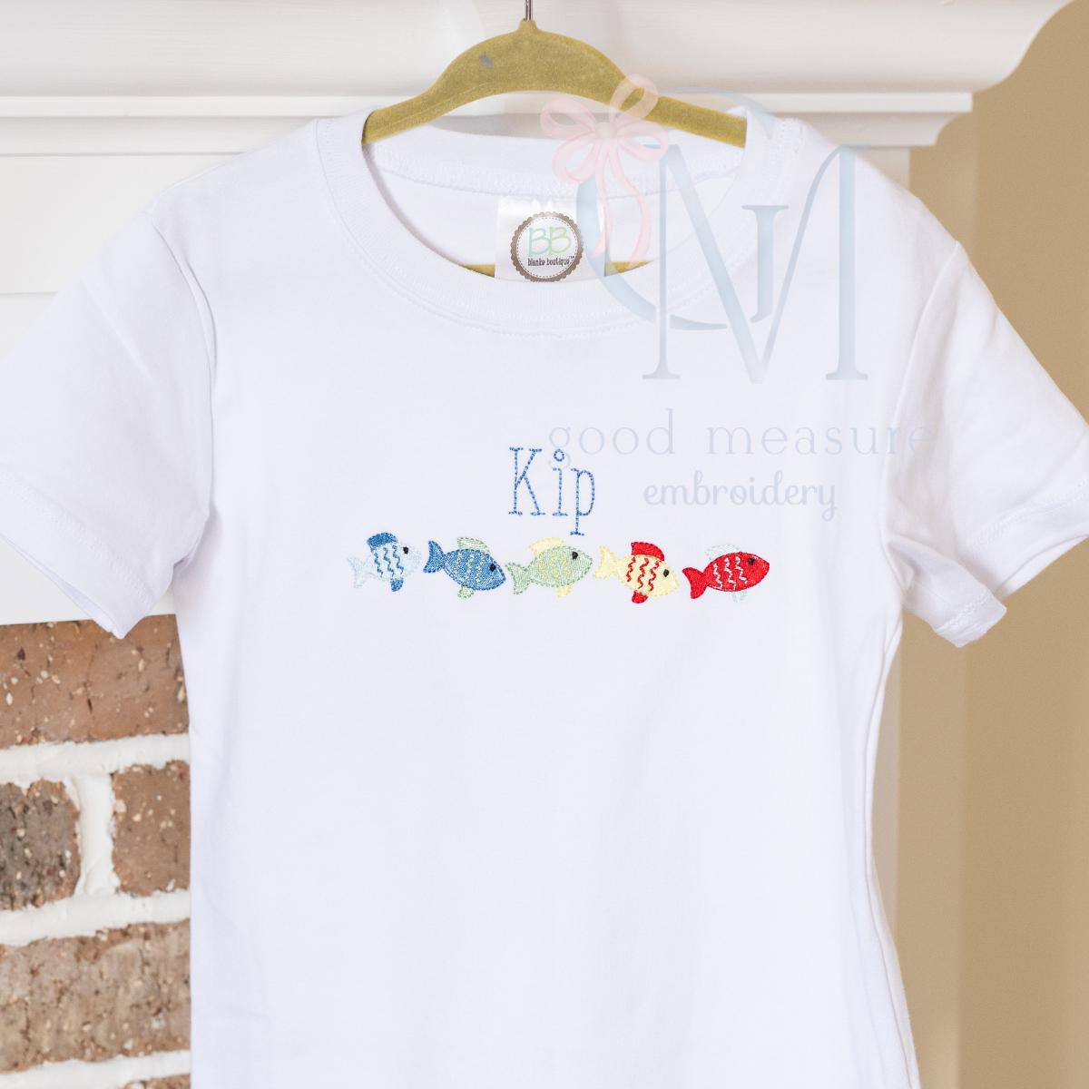 Fish Line Up Embroidery Design