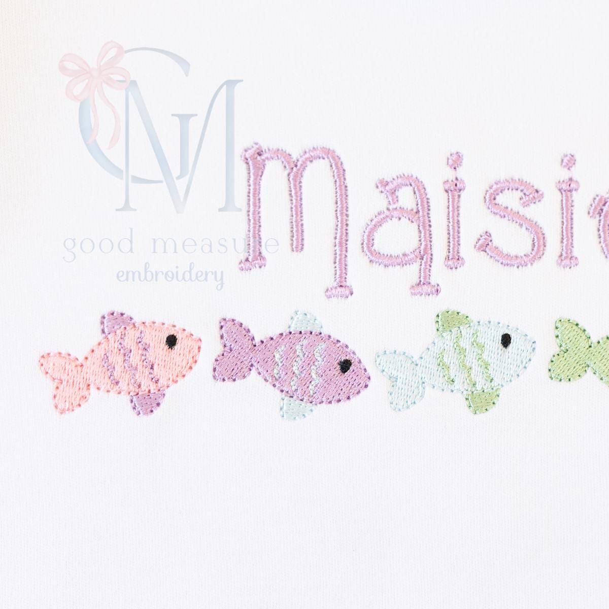 Girly Fish Line Up Embroidery Design