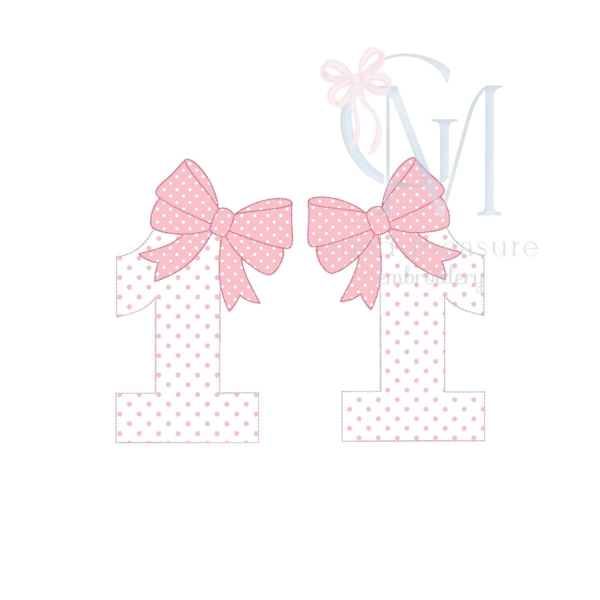 In the Hoop Bean Stitch Girly Applique Numbers Birthday Cake Topper Embroidery Design