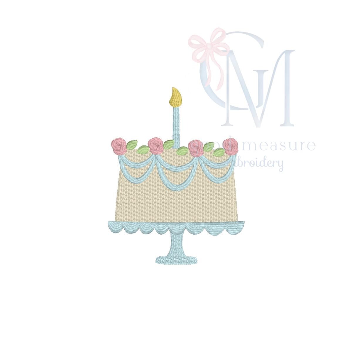 Floral Birthday Cake Mini Fill Embroidery Design