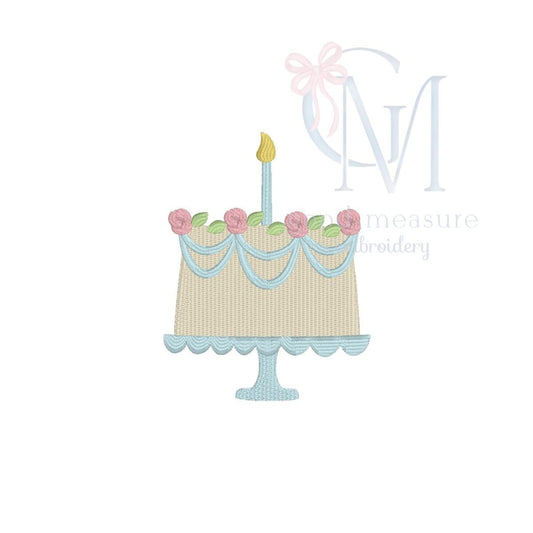 Floral Birthday Cake Mini Fill Embroidery Design