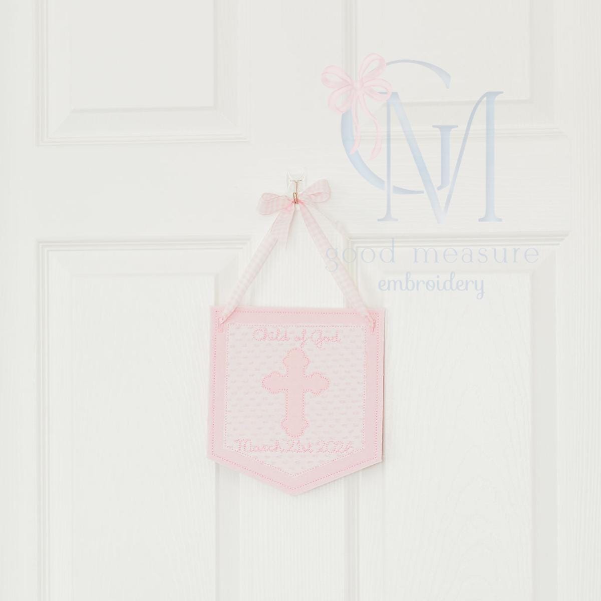 In the Hoop Cross Applique Banner Embroidery Design