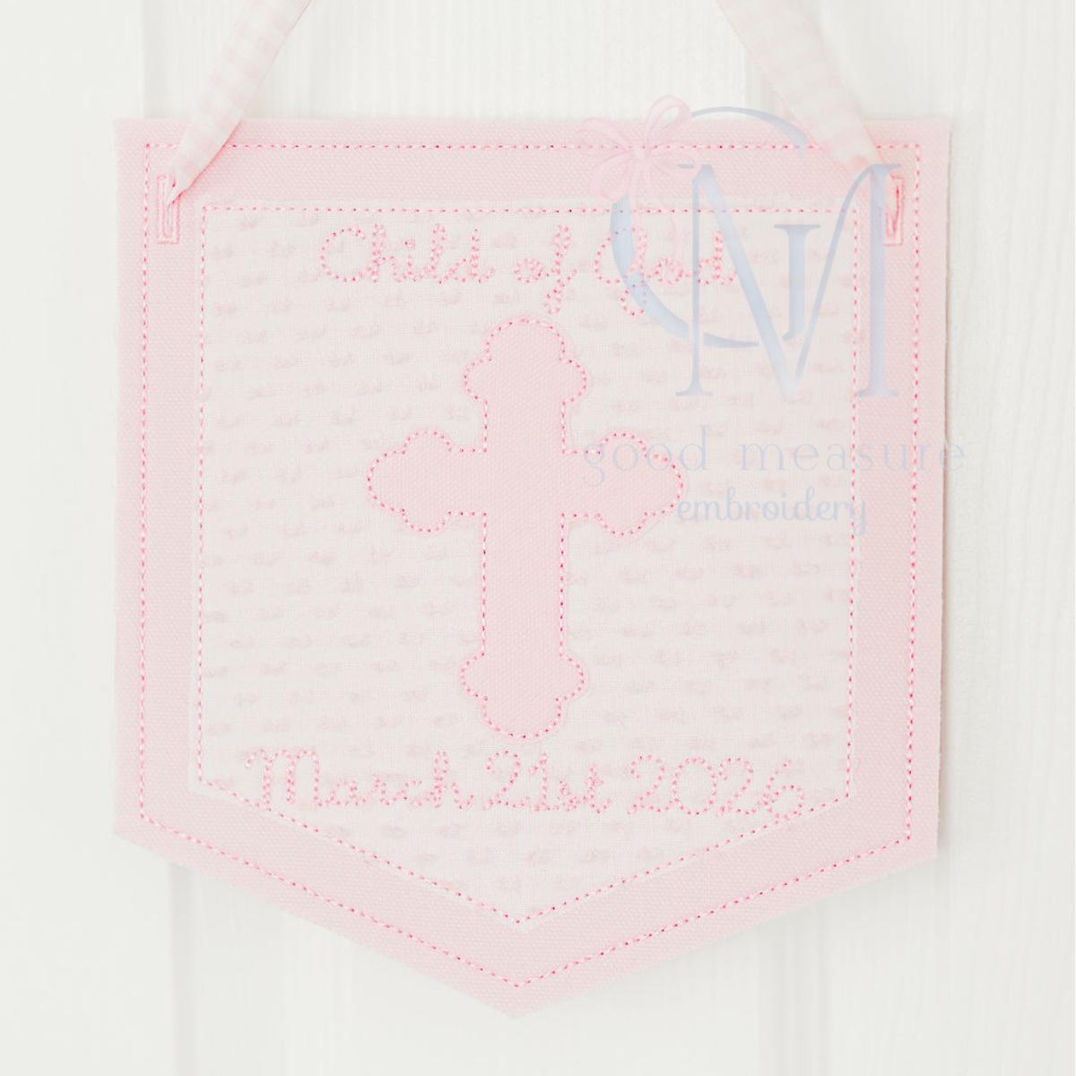 In the Hoop Cross Applique Banner Embroidery Design